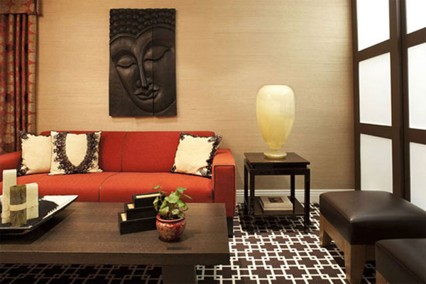 Bố trí căn phòng đơn giản, khoa học là điều dễ nhận thấy trong thiết kế nội thất theo phong cách Á Đông