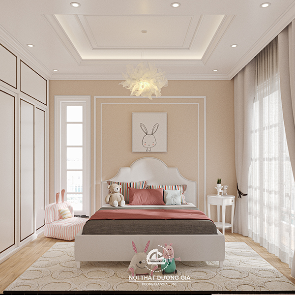 Mẫu thiết kế nội thất gia đình NTGD-DG26 - phòng ngủ con gái (view 1)