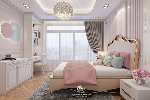 Mẫu thiết kế nội thất gia đình NTGD-DG21 - phòng ngủ con (view 3)